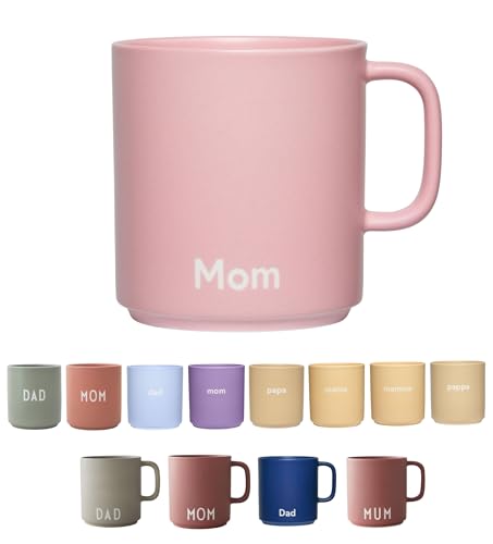 Design Letters Kaffeebecher mit Henkel MOM | MOM Tasse | Geschenke für Mama | Porzellan Kaffeetasse | Lieblingsmensch Geschenk | Tasse mit Spruch | Cappuccino Tassen | Teetasse | 250 Ml von Design Letters