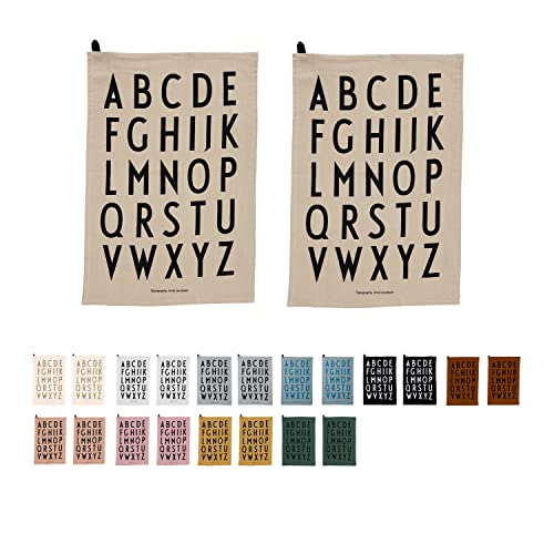 Design Letters Klassisches Geschirrtuch (Beige) - 100% Baumwolle, Oeko-Tex-Zertifiziert, weich, saugfähig und trocknet schnell, 2 STK, dekorativ mit ikonischem Alphabetdruck, L: 60 x B: 40cm von Design Letters