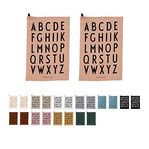 Design Letters Klassisches Geschirrtuch (Nude) - 100% Baumwolle, Oeko-Tex-Zertifiziert, weich, saugfähig und trocknet schnell, 2 STK, dekorativ mit ikonischem Alphabetdruck, L: 60 x B: 40cm von Design Letters