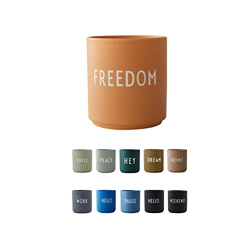 Design Letters Lieblingsbecher Orange FREEDOM Tasse | Kaffeebecher Porzellan | Dekorativ Kaffeetassen | Personalisierte Geschenke für Freundin, Hochzeitsgeschenk | Tasse Mit Spruch | Teetasse 250 Ml von Design Letters
