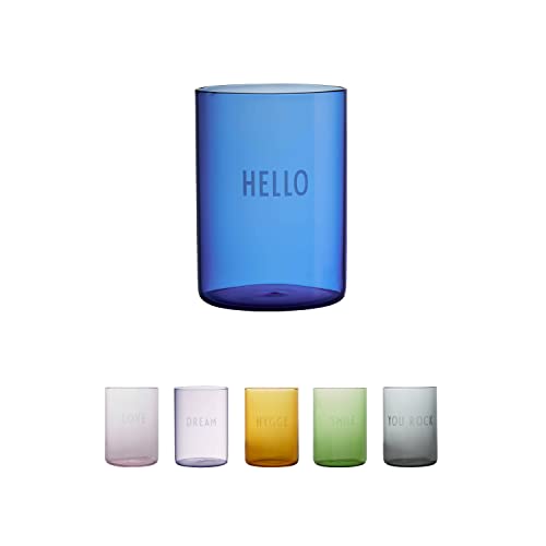 Design Letters Lieblings trinkgläser HELLO | 350ml gläser bunt entworfen in Dänemark | Perfekt als Trinkglas, Whiskyglas, Cocktailglas, Saftglas oder Campingglas | nachhaltiges trinkglas von Design Letters