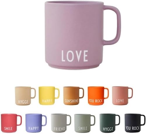 Design Letters Kaffeebecher mit Henkel | Tasse mit Spruch | Dänisches Design Lieblingsbecher zu Geschenke für Frauen | 250ml Kaffebecher | Kaffeetasse mit Spruch | Love, Lavendel von Design Letters