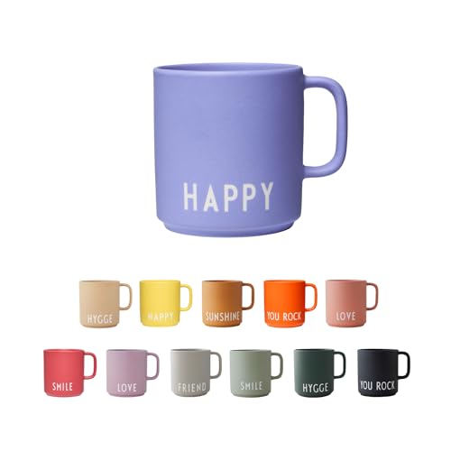 Design Letters Kaffeebecher mit Henkel | Tasse mit Spruch | Dänisches Design Lieblingsbecher zu Geschenke für Frauen | 250ml Kaffebecher | Kaffeetasse mit Spruch | Smile, Lila von Design Letters