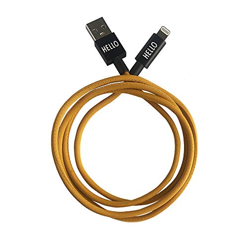 Design Letters MyCable, kompatibel für iPhone, 1 M. (Senffarben) - Modischen Farben, Kabel mit USB 2.0, Nylon geflochten, Ihr persönliche Kabel von Design Letters