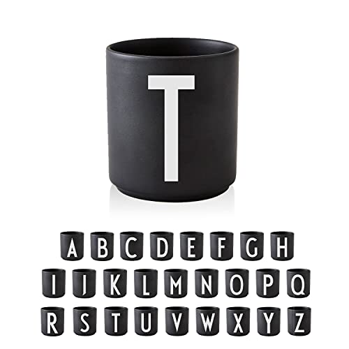 Design Letters Buchstaben Porzellan Kaffeetasse A-Z Schwarz | Verwendung als Zahnputzbecher | Geschenke für Frauen, Männer | Dekorativ Design Tasse in Premium Porzellan mit eingravierter Buchstabe von Design Letters