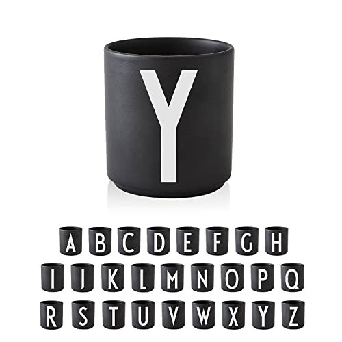 Design Letters Buchstaben Porzellan Kaffeetasse A-Z Schwarz | Verwendung als Zahnputzbecher | Geschenke für Frauen, Männer | Dekorativ Design Tasse in Premium Porzellan mit eingravierter Buchstabe von Design Letters