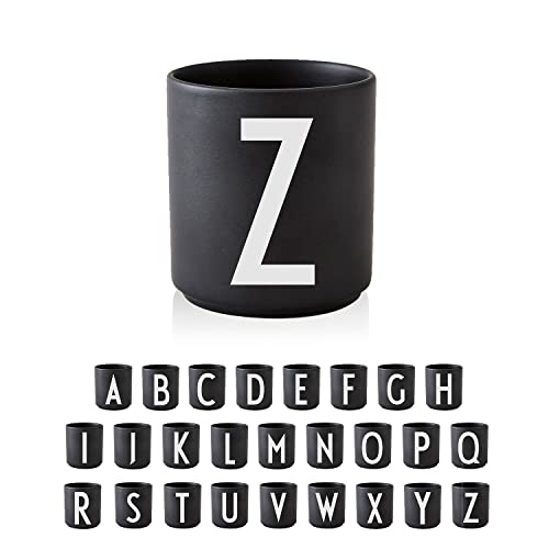 Design Letters Buchstaben Porzellan Kaffeetasse A-Z Schwarz | Verwendung als Zahnputzbecher | Geschenke für Frauen, Männer | Dekorativ Design Tasse in Premium Porzellan mit eingravierter Buchstabe von Design Letters