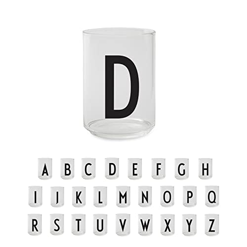 Design Letters Persönliches Trinkglas (D) | Dekorative Wassergläser 350 ml | Ideal als Geschenk | Dänisches Design | H: 10,5 x T: 7,5 cm von Design Letters