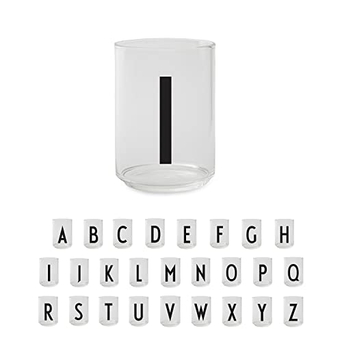 Design Letters Persönliches Trinkglas (I) | Dekorative Wassergläser 350 ml | Ideal als Geschenk | Dänisches Design | H: 8,5 T: 8 cm von Design Letters