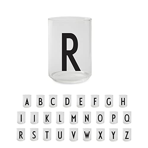 Design Letters Persönliches Trinkglas (R) | Dekorative Wassergläser 350 ml | Ideal als Geschenk | Dänisches Design | H: 10,5 x T: 7,5 cm von Design Letters