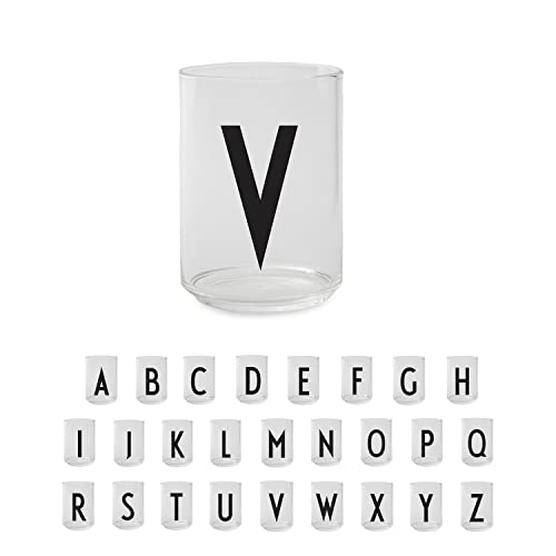 Design Letters Persönliches Trinkglas (V) | Dekorative Wassergläser 350 ml | Ideal als Geschenk | Dänisches Design | H: 10,5 x T: 7,5 cm von Design Letters