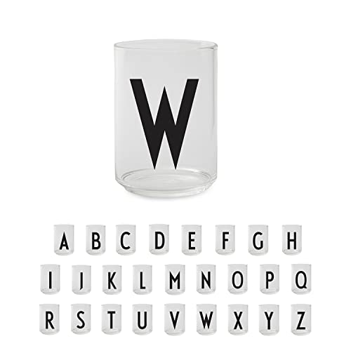 Design Letters Persönliches Trinkglas (W) | Dekorative Wassergläser 350 ml | Ideal als Geschenk | Dänisches Design | H: 10,5 x T: 7,5 cm von Design Letters