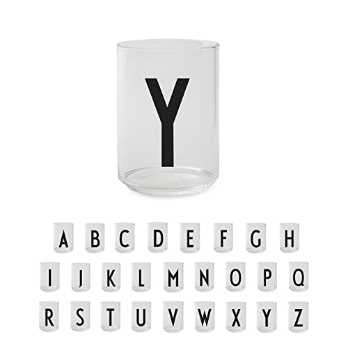 Design Letters Persönliches Trinkglas (Y) | Dekorative Wassergläser 350 ml | Ideal als Geschenk | Dänisches Design | H: 10,5 x T: 7,5 cm von Design Letters