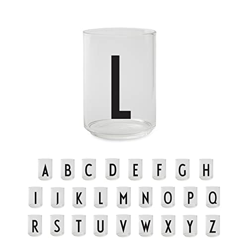 Design Letters Persönliches Trinkglas (L) | Dekorative Wassergläser 350 ml | Ideal als Geschenk | Dänisches Design | H: 10,5 x T: 7,5 cm von Design Letters