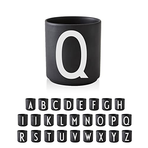 Design Letters Buchstaben Porzellan Kaffeetasse A-Z Schwarz | Verwendung als Zahnputzbecher | Geschenke für Frauen, Männer | Dekorativ Design Tasse in Premium Porzellan mit eingravierter Buchstabe von Design Letters