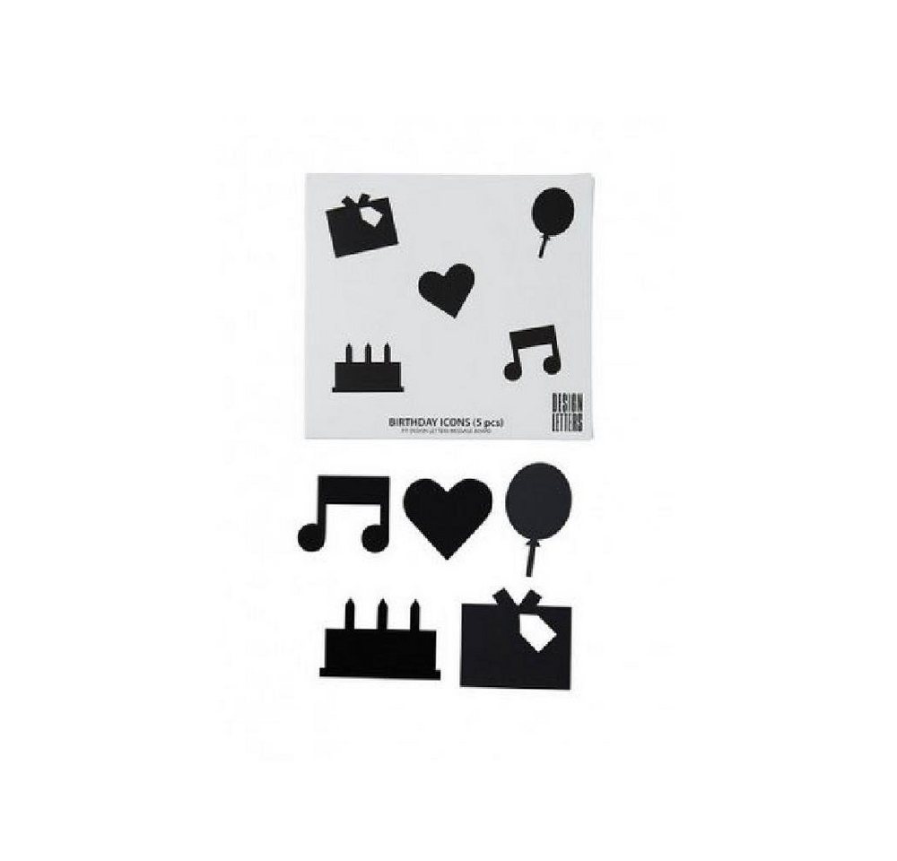 Design Letters Pinnwand Happy Birthday Icons Schwarz (Groß) (5-teilig) von Design Letters