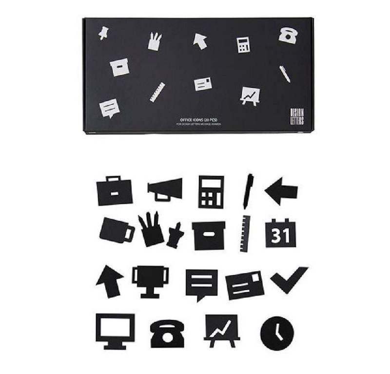 Design Letters Pinnwand Office Icons Schwarz von Design Letters