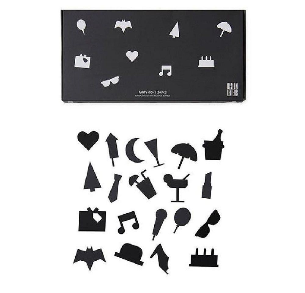 Design Letters Pinnwand Party Icons Schwarz von Design Letters