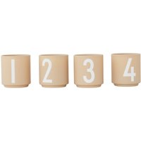 Design Letters - Porzellan Mini-Becher (4er-Set), beige von Design Letters