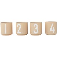Design Letters - Porzellan Mini-Becher (4er-Set), beige von Design Letters