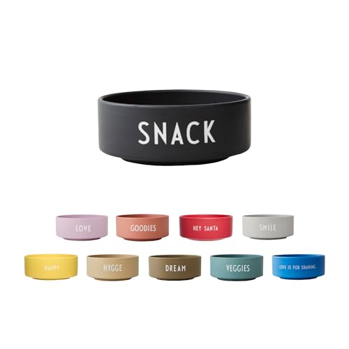 Design Letters Snack Schale Schwarz SNACK | Porzellan Snackschale mit Eingravierten Buchstaben | Salatschüssel, Müslischalen, Rührschüssel, Bowl | Geschenke für Frauen, Geschenke für Männer von Design Letters
