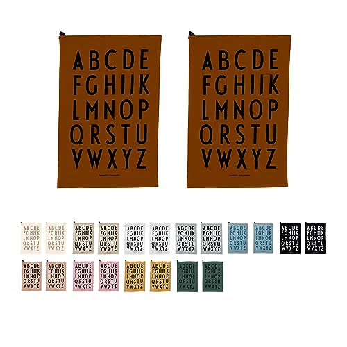 Design Letters Tea Towel Brown - 100% Baumwolle, Oeko-Tex-Zertifiziert, weich, saugfähig und trocknet schnell, 2 STK, dekorativ mit ikonischem Alphabetdruck, L: 60 x B: 40cm von Design Letters