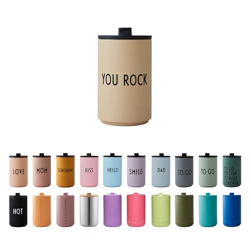 Design Letters Thermobecher YOU ROCK | Thermobecher kaffee to go | Kaffeebecher To Go aus Edelstahl doppelwandig isoliert, auslaufsicher | Geschenke für frauen, Männer | Travel mug | 350 ml von Design Letters