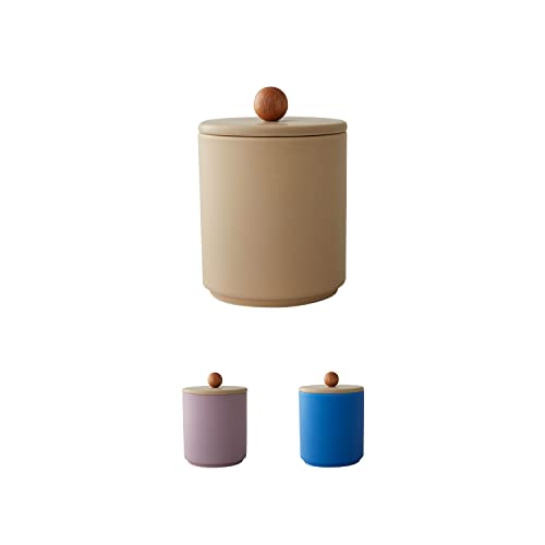 Design Letters Treasure Jar Beige | Vorratsdosen mit Holzdeckel 250 ml | Frischhaltedosen aus feinem Knochenporzellan | Aufbewahrungsdose für Haushalt und Küche | Aufbewahrungsbox mit deckel von Design Letters