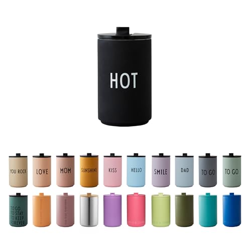 Design Letters Thermobecher HOT | Thermobecher kaffee to go | Kaffeebecher To Go aus Edelstahl doppelwandig isoliert, auslaufsicher | Geschenke für frauen, Männer | Travel mug | 350 ml von Design Letters