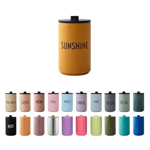 Design Letters Thermobecher SUNSHINE | Thermobecher kaffee to go | Kaffeebecher To Go aus Edelstahl doppelwandig isoliert, auslaufsicher | Geschenke für frauen, Männer | Travel mug | 350 ml von Design Letters