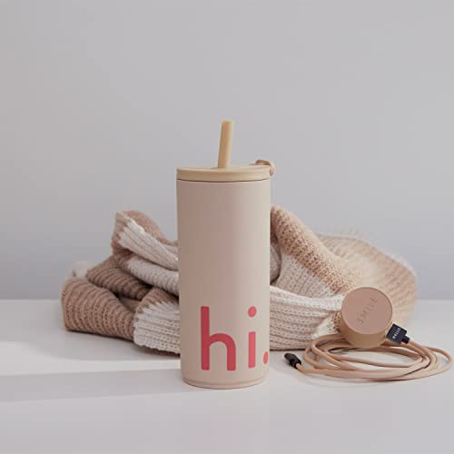 Design Letters Kaffeebecher 500 Ml | Trinkbecher mit Deckel & Strohhalm | Kaffeebecher to go BPA/BPS frei, Wiederverwendbar | Campingbecher | Kaffee zum Mitnehmen Becher | Geschenke für frauen, Männer von Design Letters