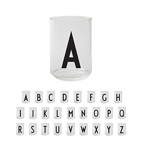 Design Letters Persönliches Trinkglas (A) | Dekorative Wassergläser 350 ml | Ideal als Geschenk | Dänisches Design | H: 10,5 x T: 7,5 cm von Design Letters