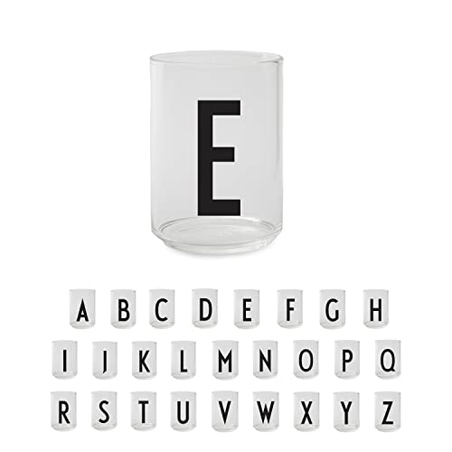 Design Letters Persönliches Trinkglas (E) | Dekorative Wassergläser 350 ml | Ideal als Geschenk | Dänisches Design | H: 10,5 x T: 7,5 cm von Design Letters