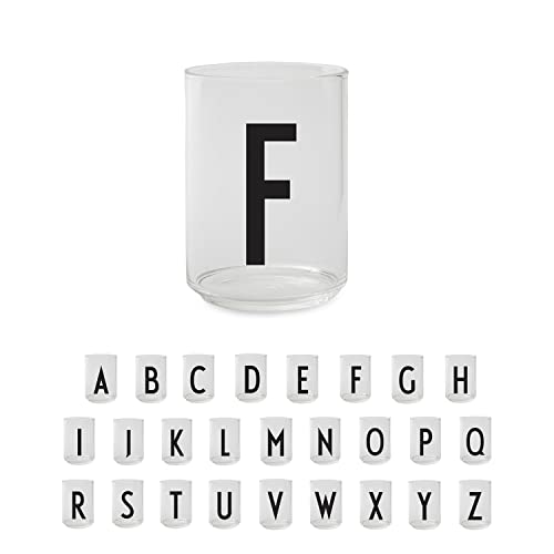 Design Letters Persönliches Trinkglas (F) | Dekorative Wassergläser 350 ml | Ideal als Geschenk | Dänisches Design | H: 10,5 x T: 7,5 cm von Design Letters