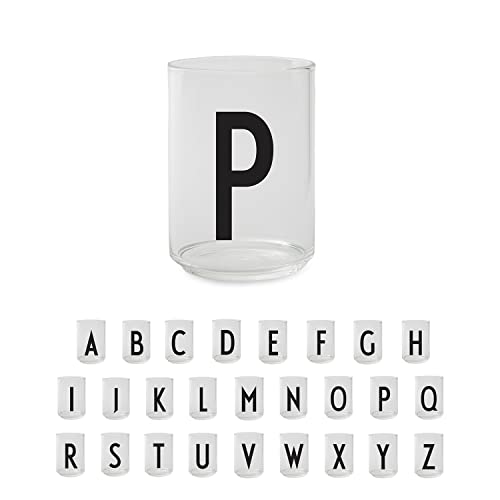 Design Letters Persönliches Trinkglas (P) | Dekorative Wassergläser 350 ml | Ideal als Geschenk | Dänisches Design | H: 10,5 x T: 7,5 cm von Design Letters