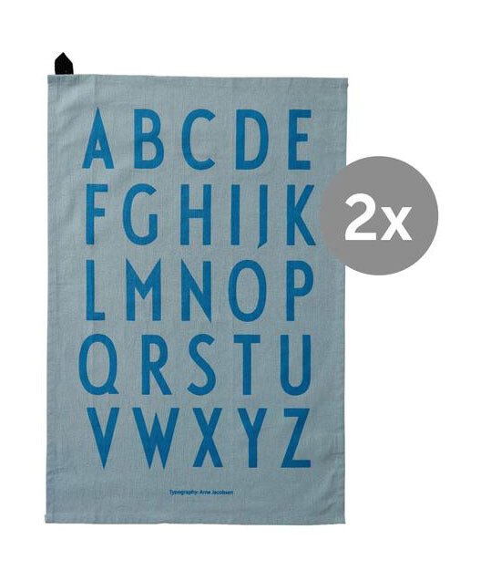 Geschirrtuch 2er-Set Classic Alphabet blau von Design Letters