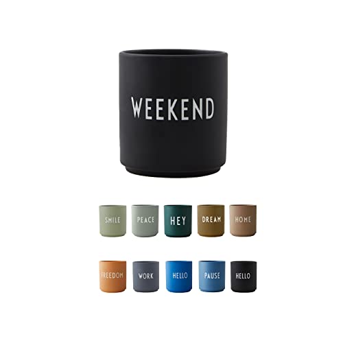 Design Letters Lieblingsbecher Schwarz Weekend Tasse | Kaffeebecher Porzellan | Dekorativ Kaffeetassen | Personalisierte Geschenke für Freundin, Hochzeitsgeschenk | Tasse Mit Spruch | Teetasse 250 Ml von Design Letters