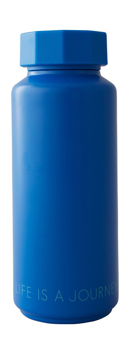 Thermoflasche 0,5 l Ton-auf-Ton Life is a journey blau von Design Letters