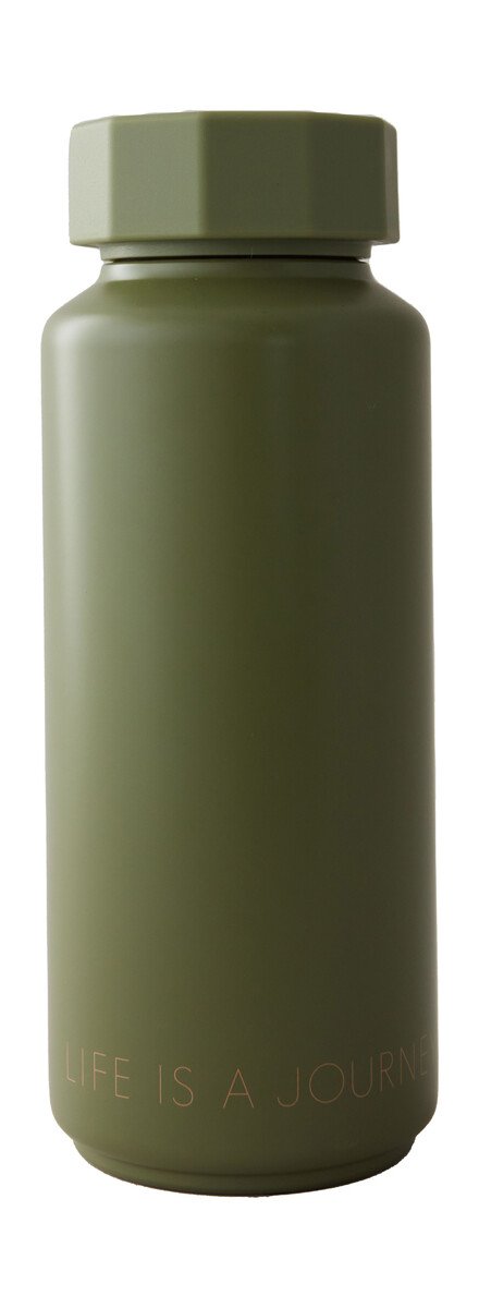 Thermoflasche 0,5 l Ton-auf-Ton Life is a journey olive von Design Letters