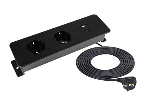 DesignLight Möbel-Einbausteckdose TAOBOX schwarz mit USB A und USB C/Tischsteckdose von Design Light