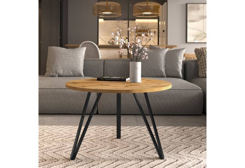 Design Möbel Couchtisch Moderner Runder Couchtisch - Tischplatte, 67 cm Metallgestell von Design Möbel