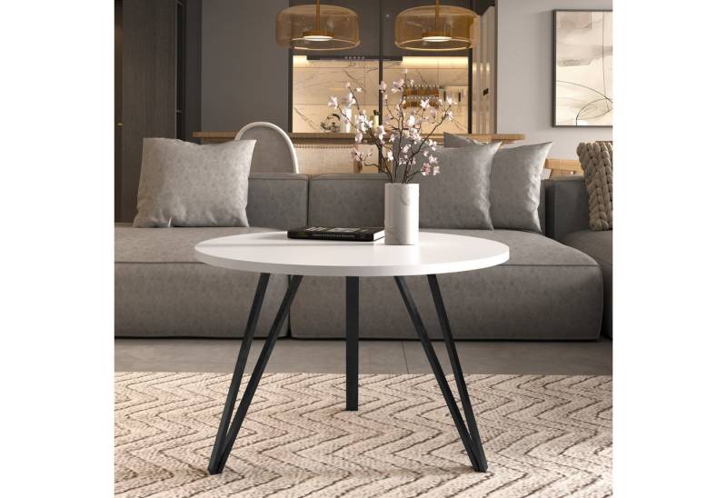 Design Möbel Couchtisch Moderner Runder Couchtisch - Tischplatte, 67 cm Metallgestell von Design Möbel