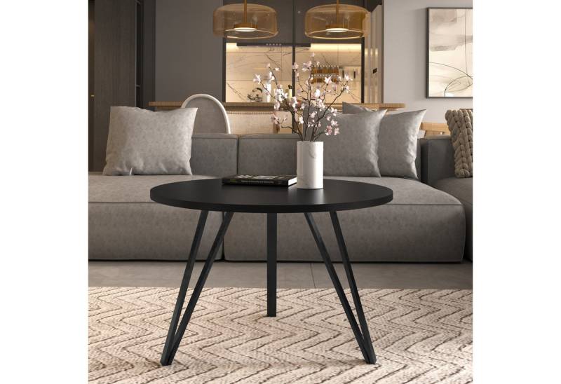Design Möbel Couchtisch Moderner Runder Couchtisch - Tischplatte, 67 cm Metallgestell von Design Möbel