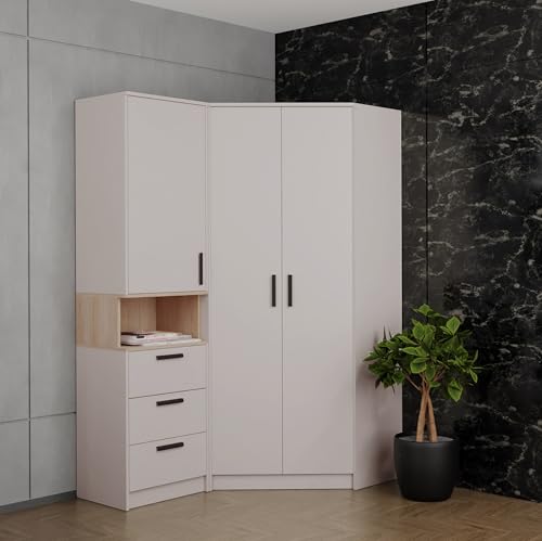 Design Möbel Gustavo Eckschrank Schrank Begehbarer Kleiderschrank Kleiderschrank Holz Kinderzimmer Schlafzimmer Regale und Schränke mit Schubladen von Design Möbel