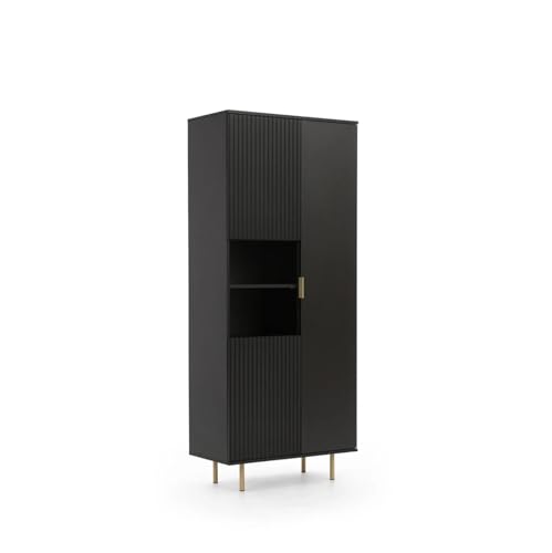 Design Möbel Regal Kleiderschrank Modische Möbel Elegantes Kleiderschrank Schlafzimmer Kleiderschrank Wohnzimmer Regal 190 x 80 x 40 cm Schwarz von Design Möbel