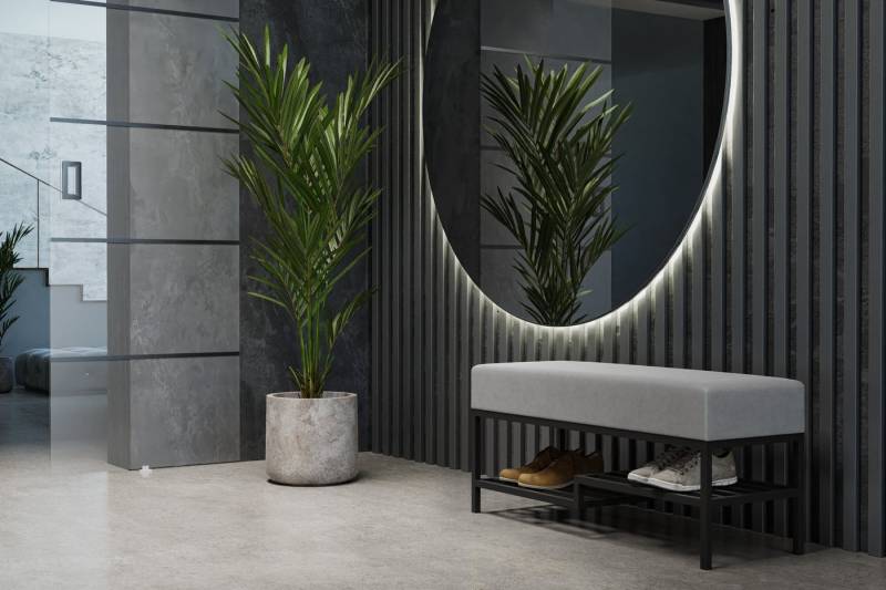 Design Möbel Sitzbank Sitzbank LOFT DESIGN 80cm Gepolsterte Bank mit Ablage Industrial Stil von Design Möbel