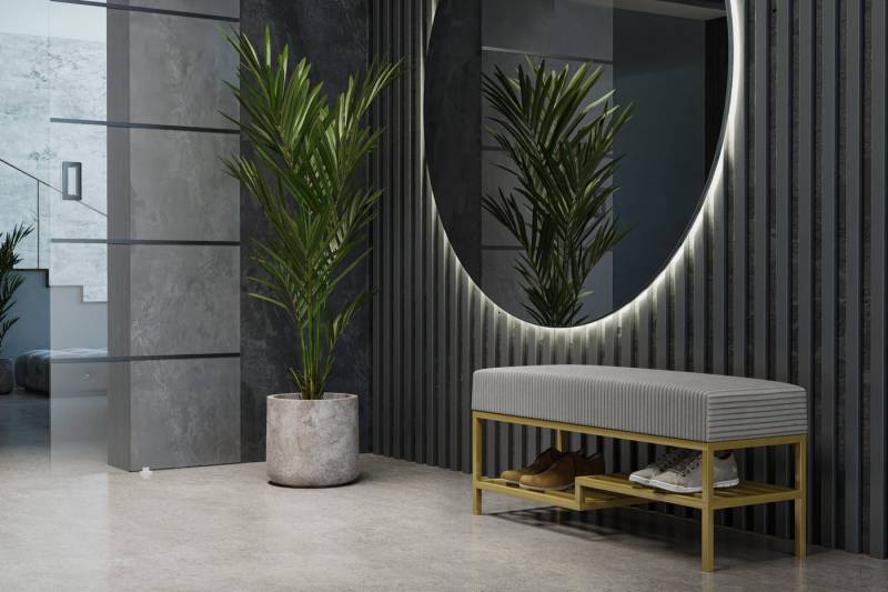 Design Möbel Sitzbank Sitzbank LOFT DESIGN 80cm Gepolsterte Bank mit Ablage Industrial Stil von Design Möbel