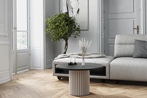LOMELO – Runder Couchtisch im modernen Design (67x67x42 cm) (Cashmere/schwarz) von Design Möbel