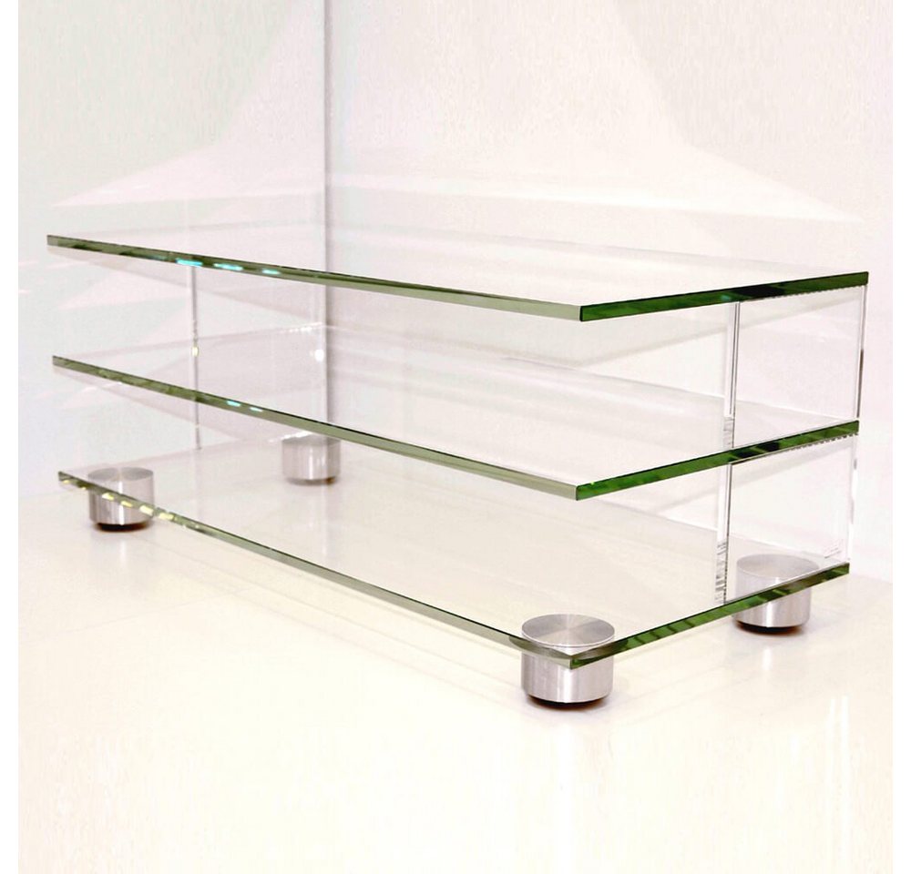 Design Objekte TV-Rack Glasmöbel TV-Rack 2-Stock-Variante ' F 'mit Parkettrollen 110 cm breit, Breite 110 cm von Design Objekte