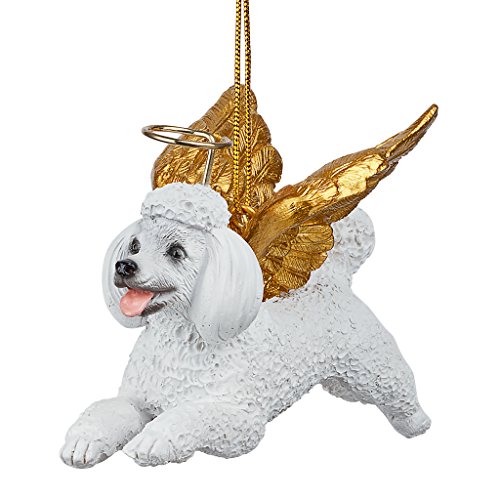 Christbaumschmuck - Ehren Der Pooch Weißer Pudel Feiertags-Engels-Hundeornamente von Design Toscano